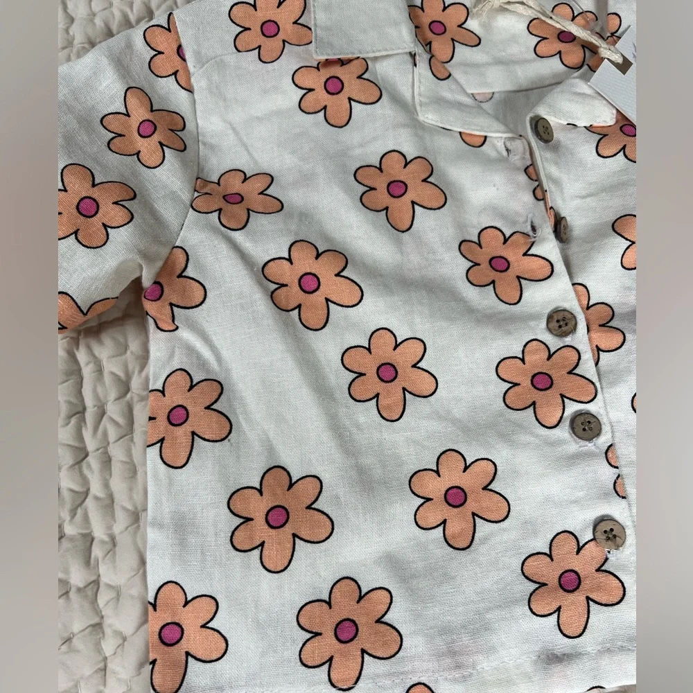Jessica Simpson girls linen blend floral shorts set 6x